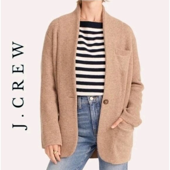 J.CREW Sweaters - J Crew Wool Blend Cocoon Sweater Blazer Beige Cardigan Sz M Quiet Luxury Cozy